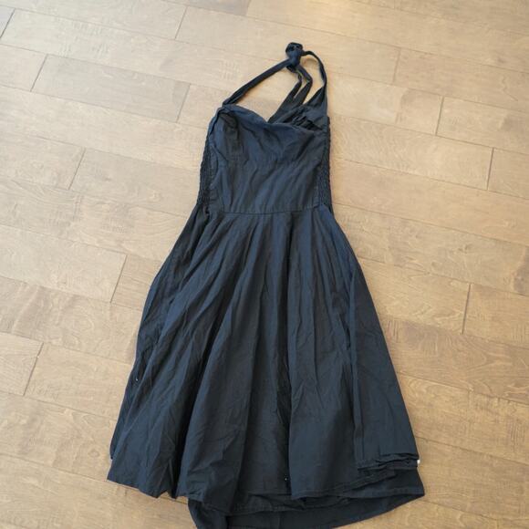 Trashy Diva Fit & Flare Dress Women Large Black Smocked Trim Wide Strap Back Zip - Picture 5 of 8